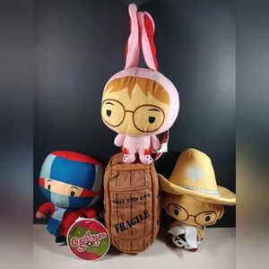 A Christmas Story Ralphie Set of 4 Pink Bunny Suit Cowboy Soft Plush Toy 6” NEW!